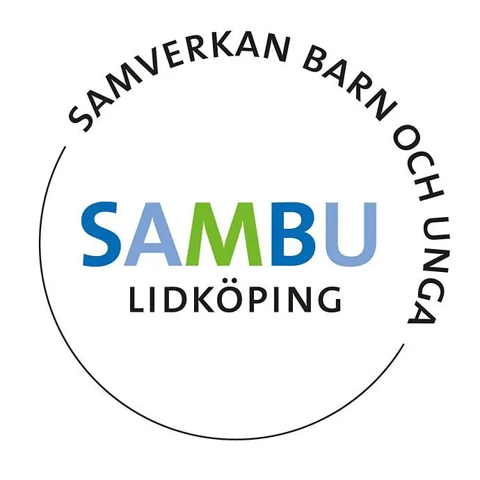 SAMBU logotyp, bokstäverna i blått och grönt